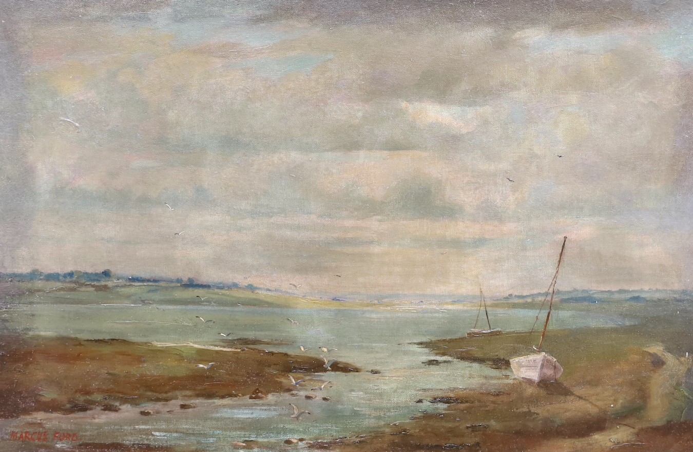 Marcus Ford (1914-1989), oil on canvas, Estuary at low tide, signed, 50 x76cm, unframed
